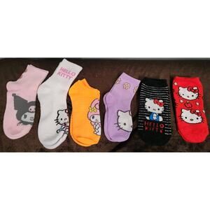 Hello Kitty Socks Lot of 6 Pairs Ankle Novelty Sanrio NWOT Character